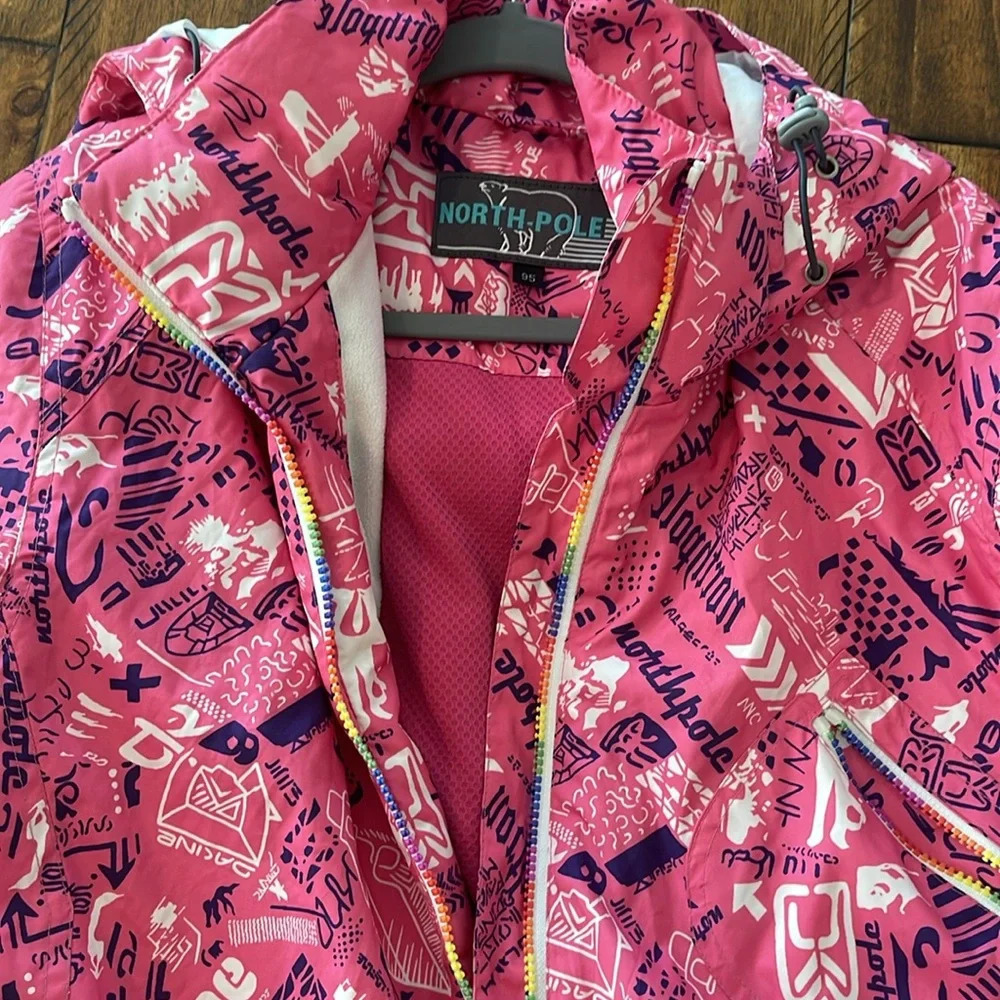 North Pole Ski Snow pink jacket hoodie size M